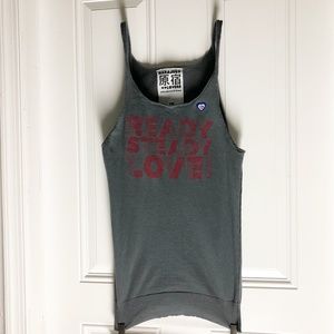 Harajuku Lovers Grey Graphic Racer Back Tank Top